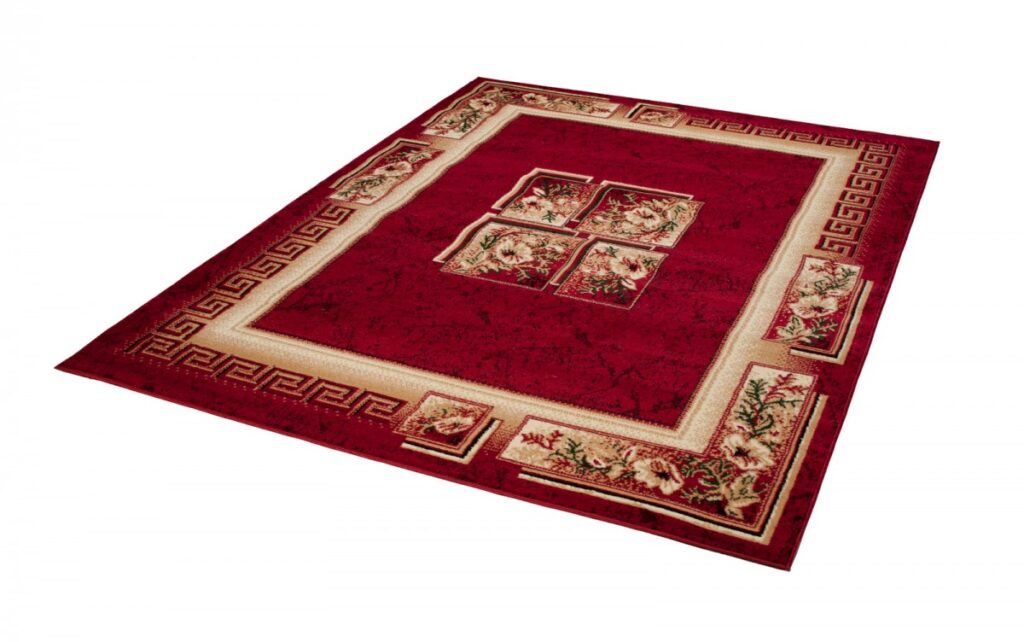 Alfombra Atlas Rojo Beige Clásico Borde