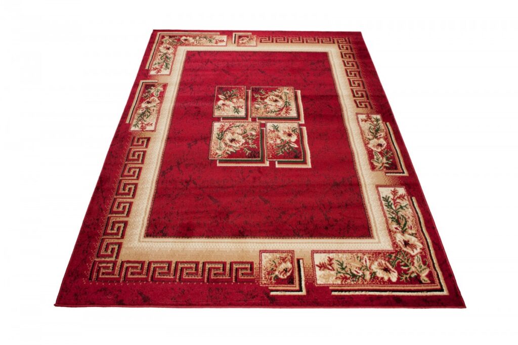 Alfombra Atlas Rojo Beige Clásico Borde