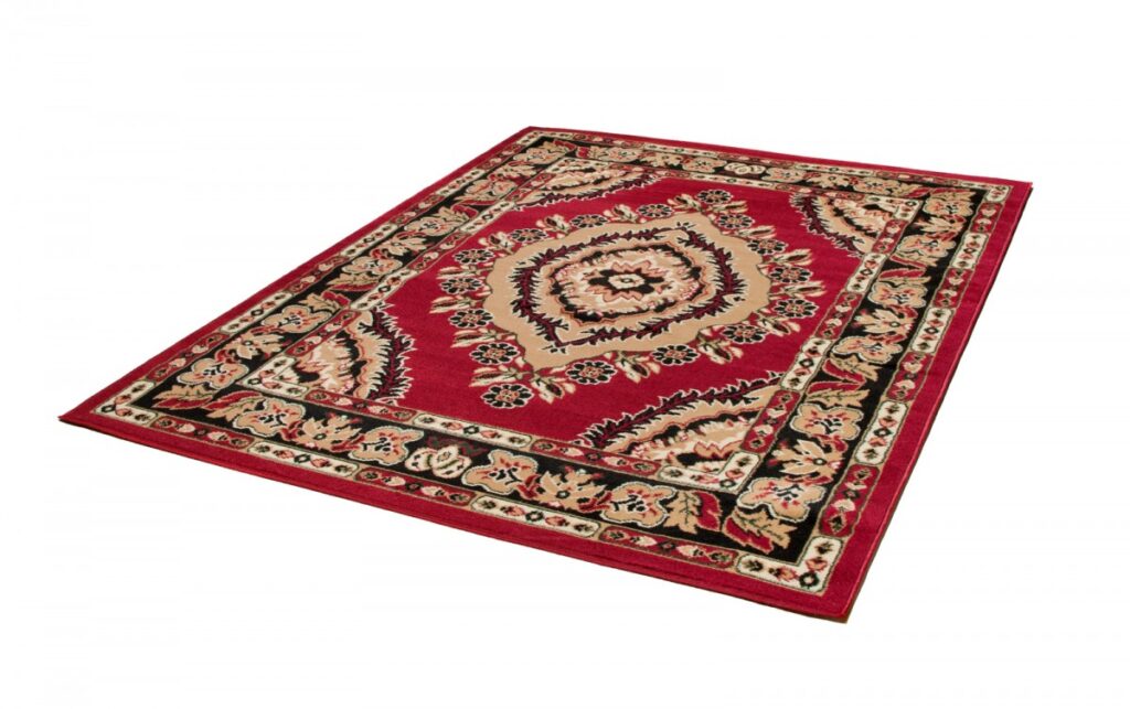 Alfombra Atlas Rojo Beige Tradicional Rosetón