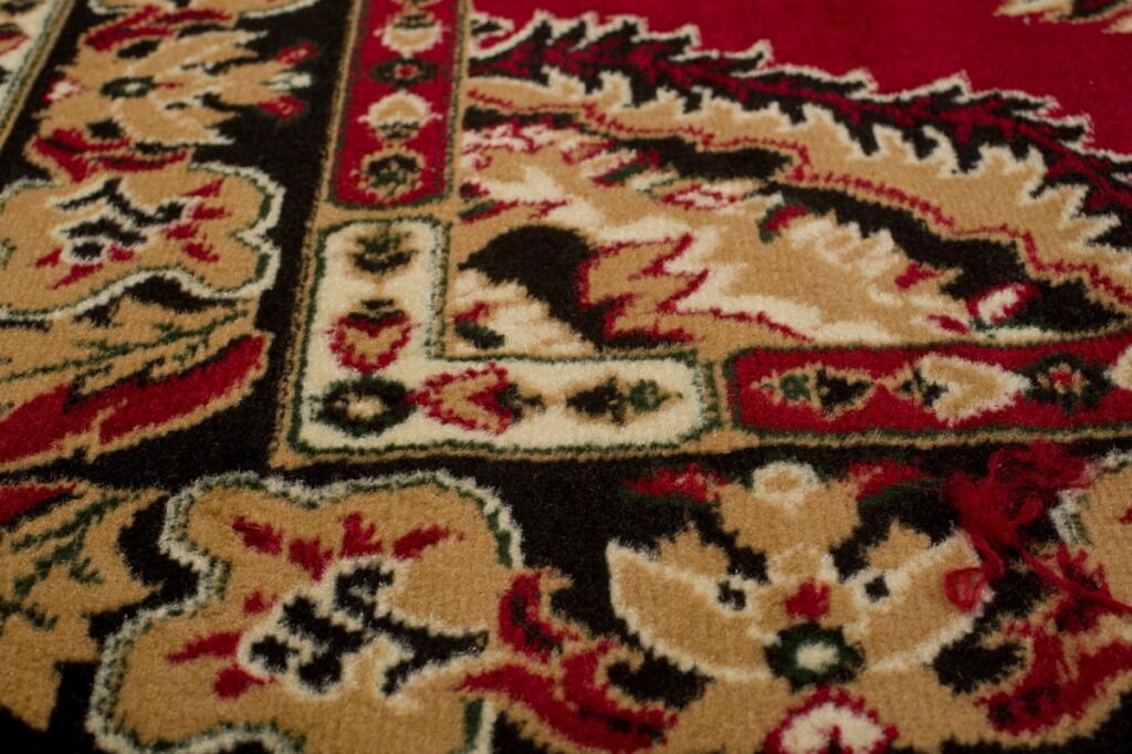 Alfombra Atlas Rojo Beige Tradicional Rosetón