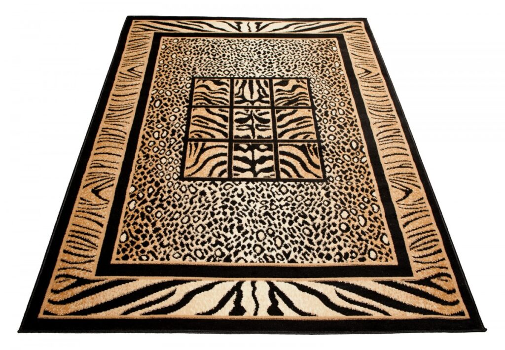 Alfombra Atlas Negro Marrón Estampado Animal Safari