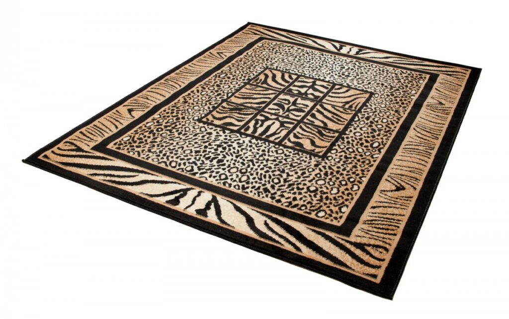 Alfombra Atlas Negro Marrón Estampado Animal Safari
