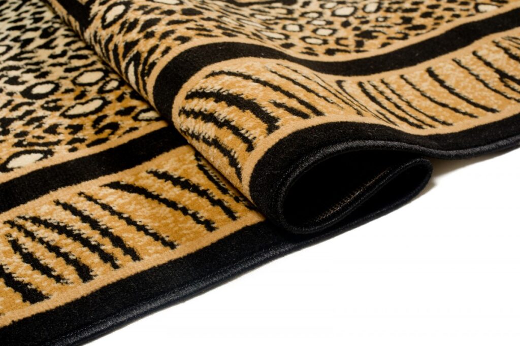 Alfombra Atlas Negro Marrón Estampado Animal Safari