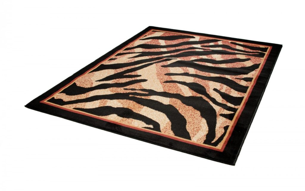 Alfombra Atlas Negro Beige Estampado Animal Tigre