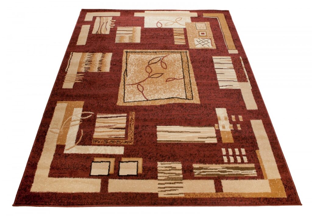 Alfombra Atlas Marrón Beige Geométrico Hojas