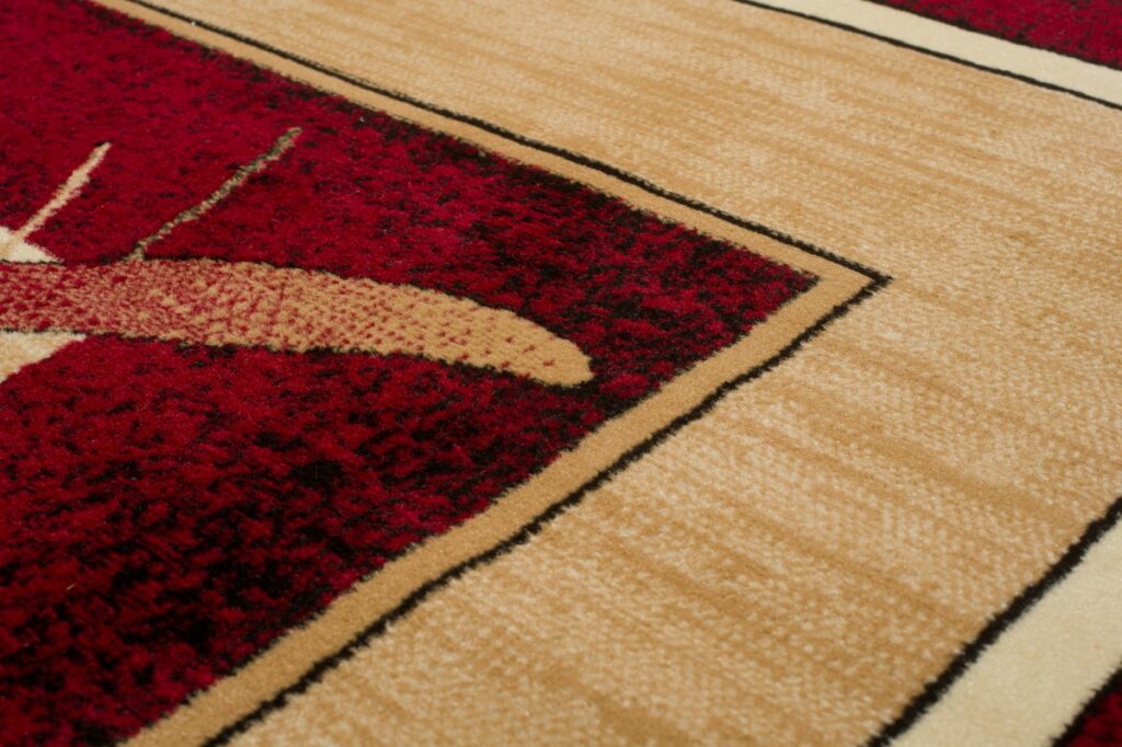 Alfombra Atlas Rojo Beige Abstracto Borde