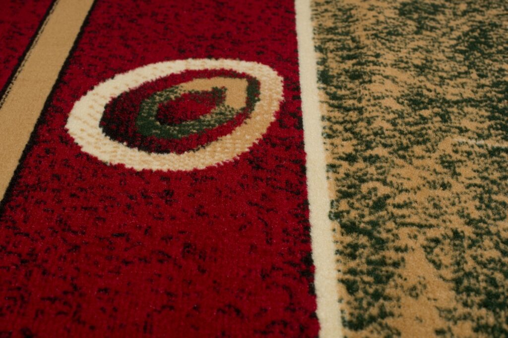 Alfombra Atlas Rojo Beige Abstracto Borde