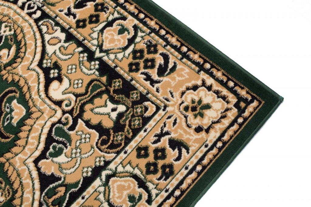 Alfombra Atlas Verde Beige Tradicional Rosetón Medallón