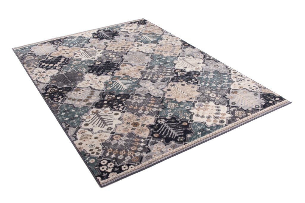 Alfombra Colorado Gris Crema Mosaico Vintage