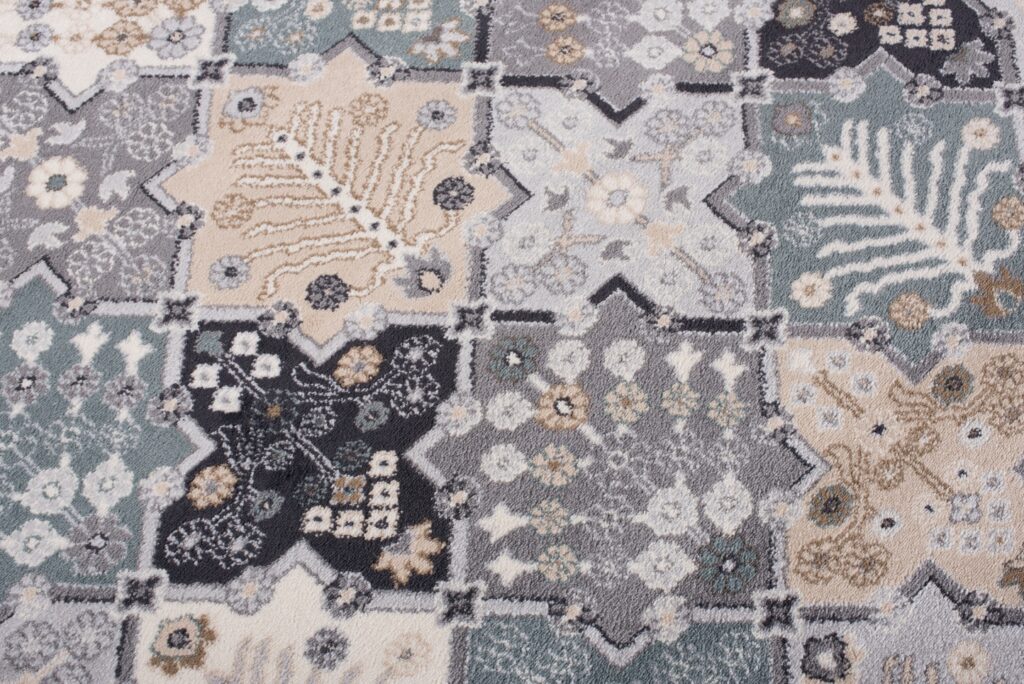 Alfombra Colorado Gris Crema Mosaico Vintage