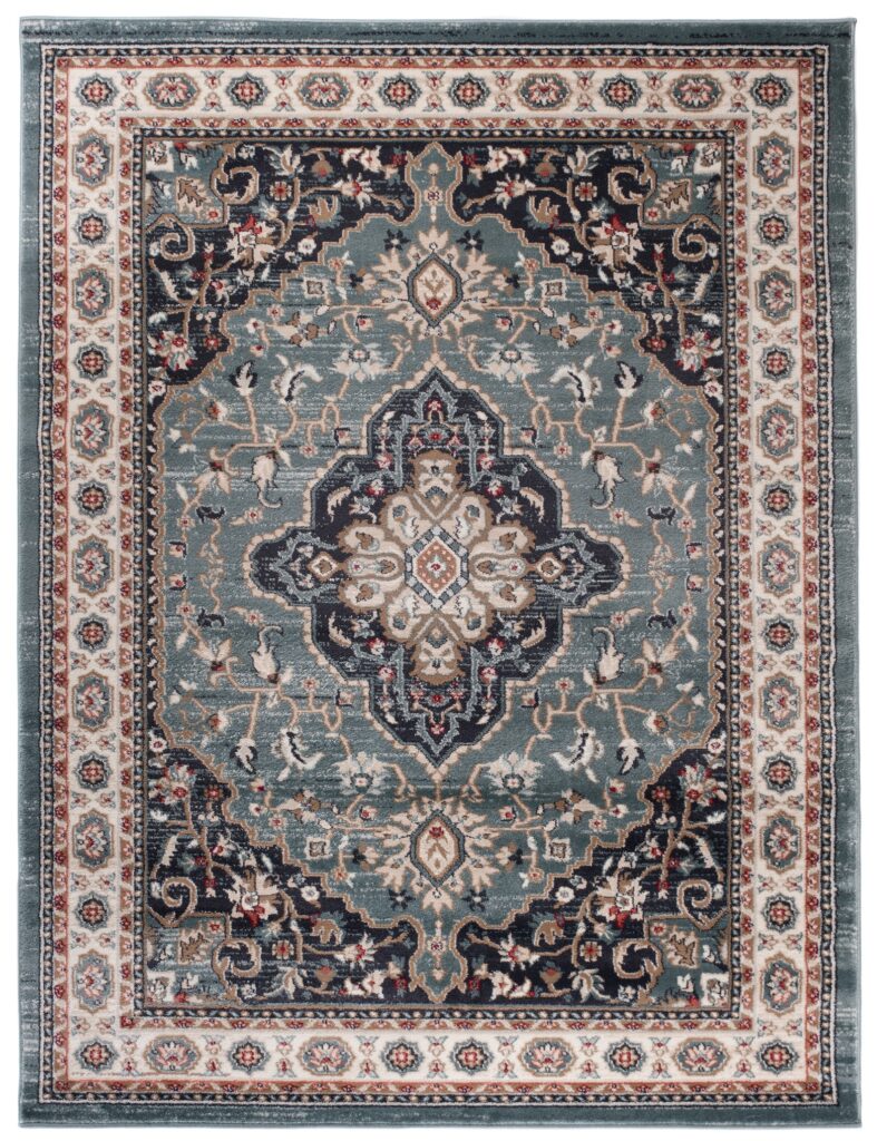 Alfombra Colorado Tradicional Azul Crema Ornamental