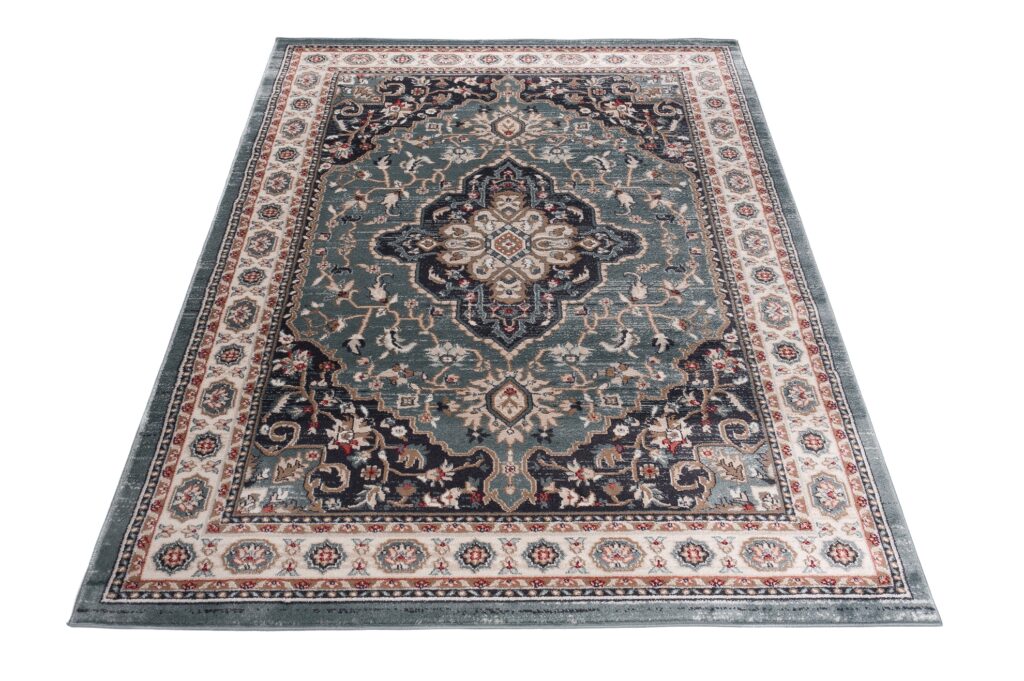 Alfombra Colorado Tradicional Azul Crema Ornamental