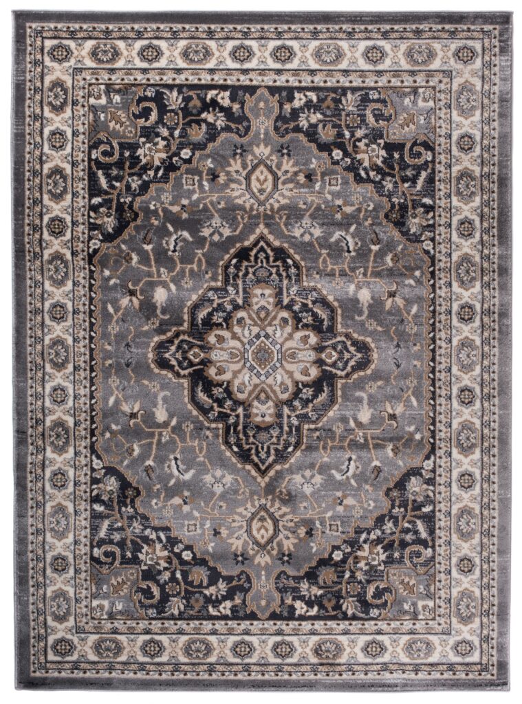 Alfombra Colorado Tradicional Gris Crema Ornamental