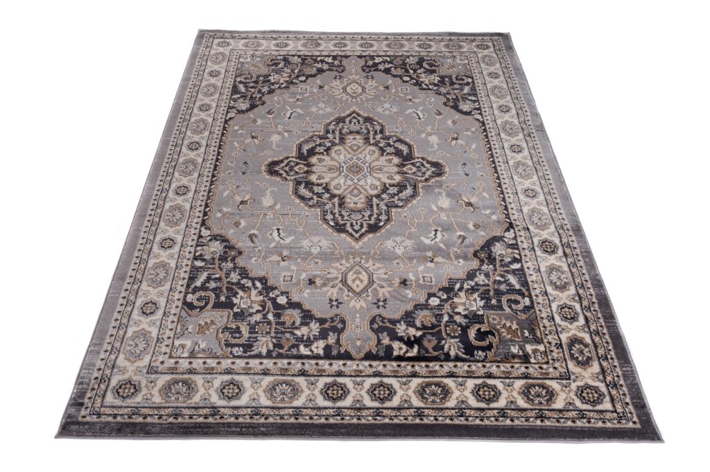 Alfombra Colorado Tradicional Gris Crema Ornamental