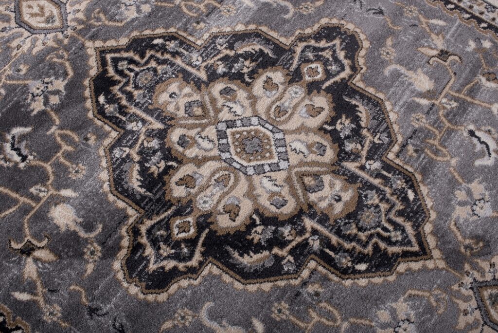 Alfombra Colorado Tradicional Gris Crema Ornamental