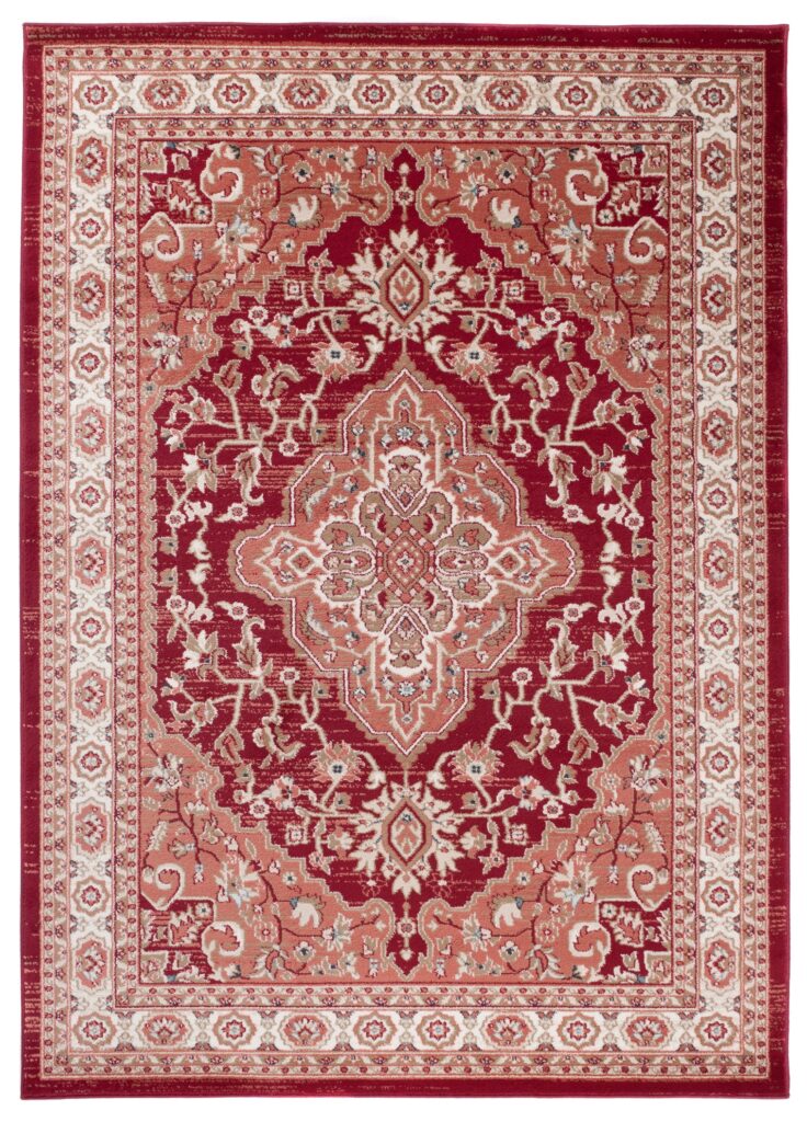 Alfombra Colorado Tradicional Rojo Crema Ornamental