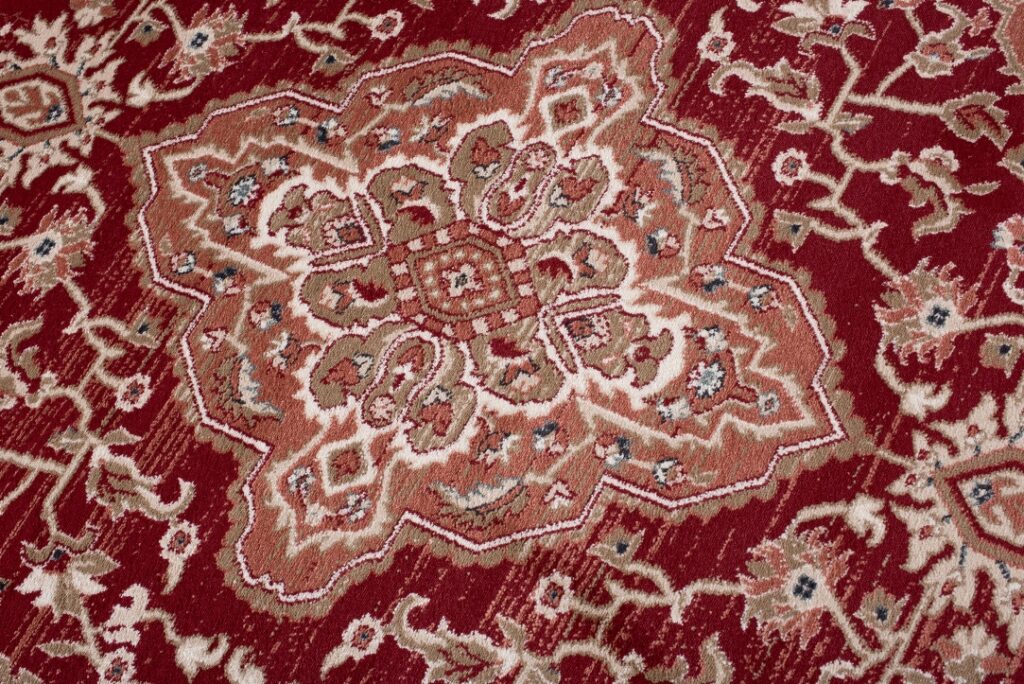 Alfombra Colorado Tradicional Rojo Crema Ornamental