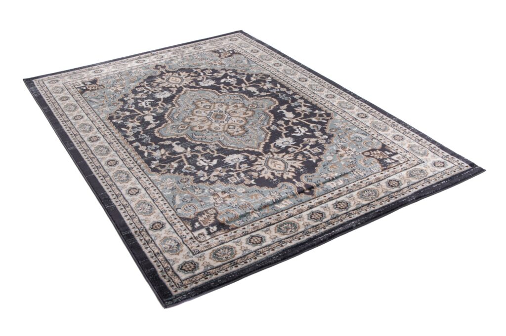 Alfombra Colorado Tradicional Negro Azul Ornamental