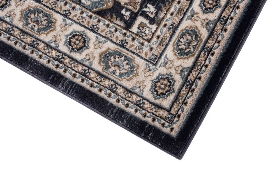 Alfombra Colorado Tradicional Negro Azul Ornamental