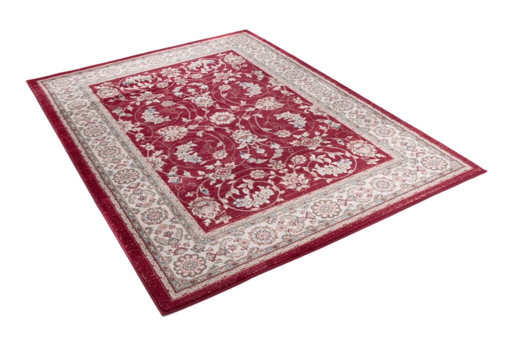 Alfombra Colorado Tradicional Rojo Crema Floral