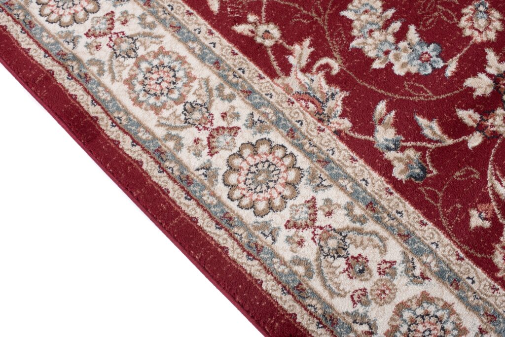 Alfombra Colorado Tradicional Rojo Crema Floral