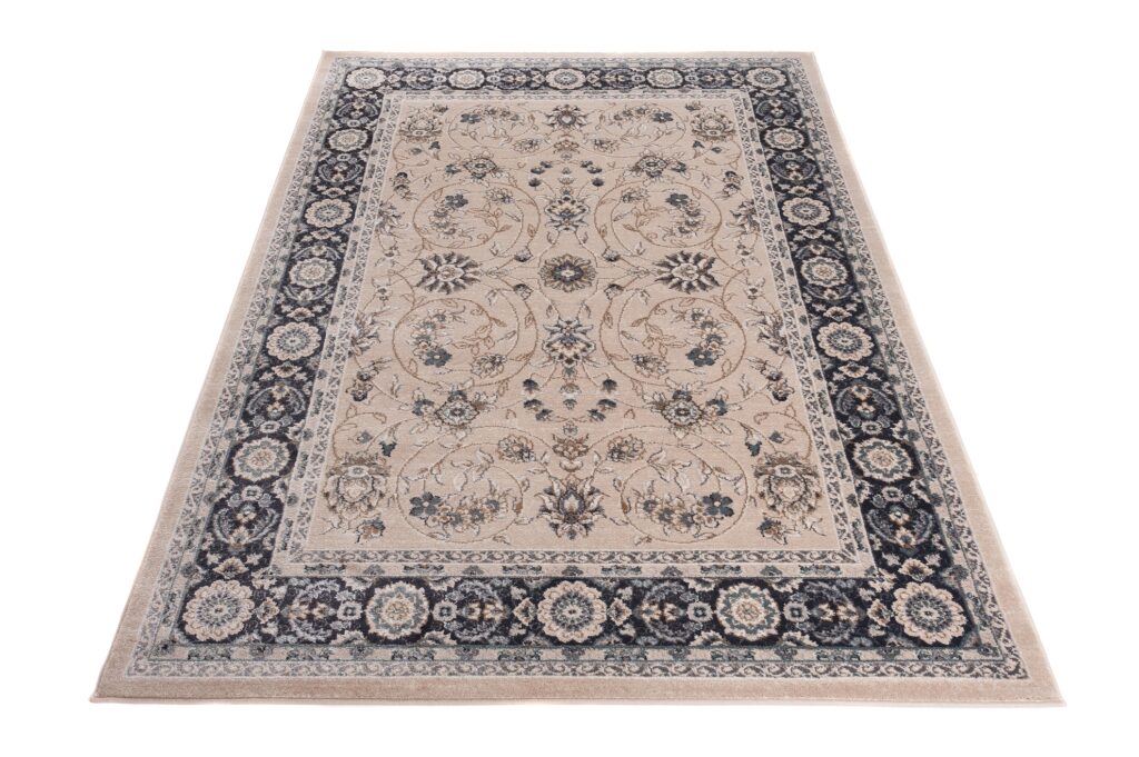 Alfombra Colorado Tradicional Beige Negro Floral