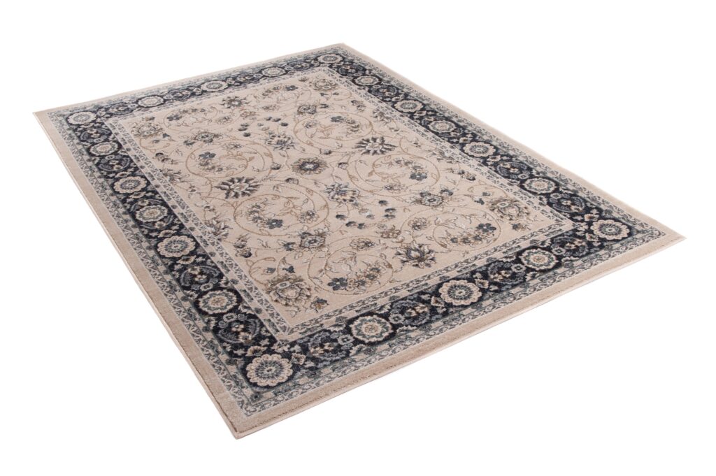 Alfombra Colorado Tradicional Beige Negro Floral