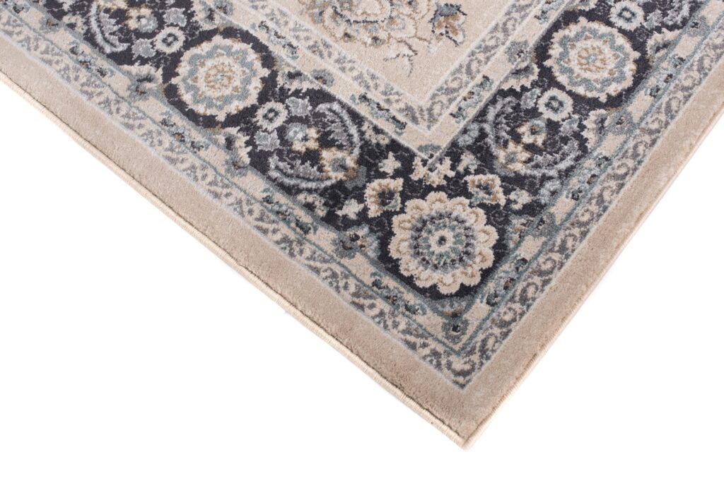 Alfombra Colorado Tradicional Beige Negro Floral