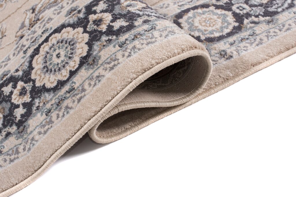 Alfombra Colorado Tradicional Beige Negro Floral