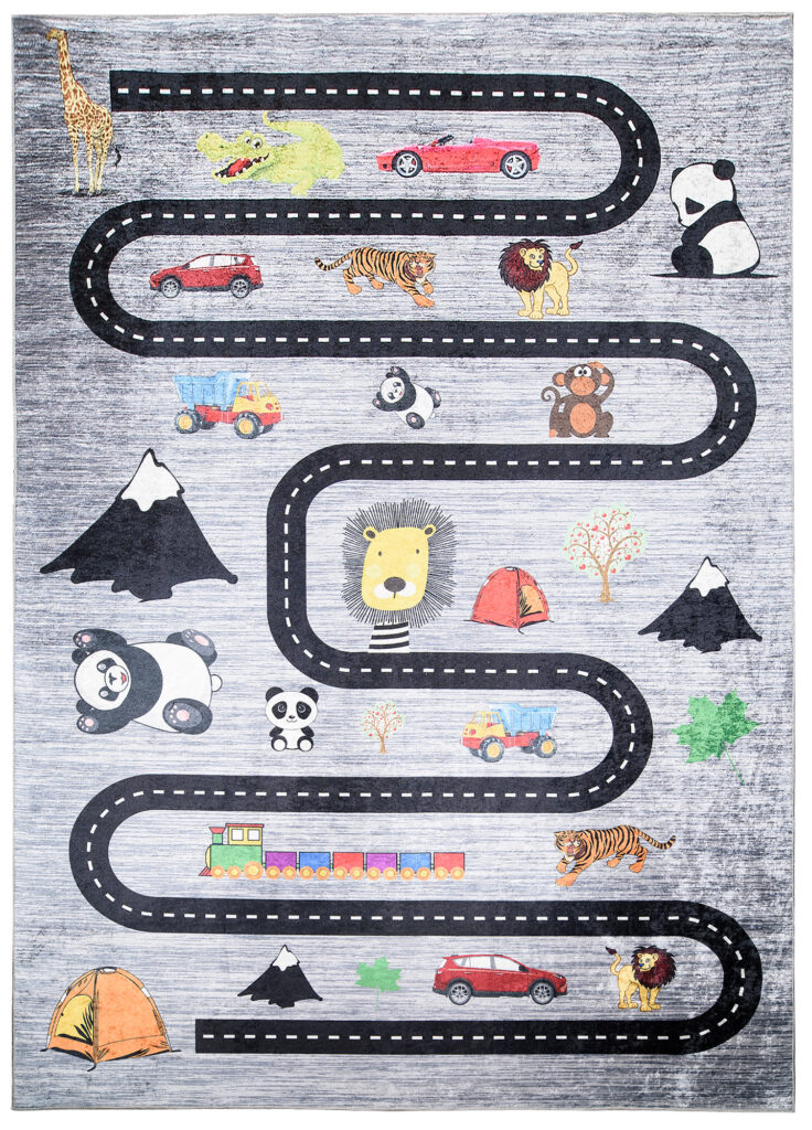 Alfombra Infantil Emma Gris Carretera Antideslizante