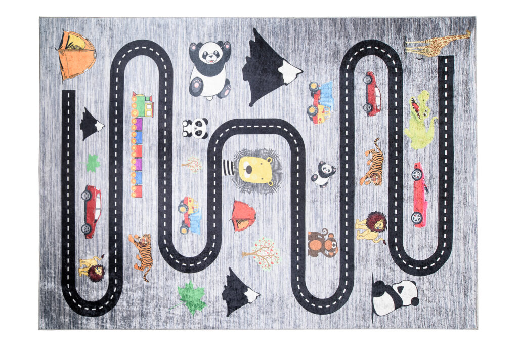 Alfombra Infantil Emma Gris Carretera Antideslizante