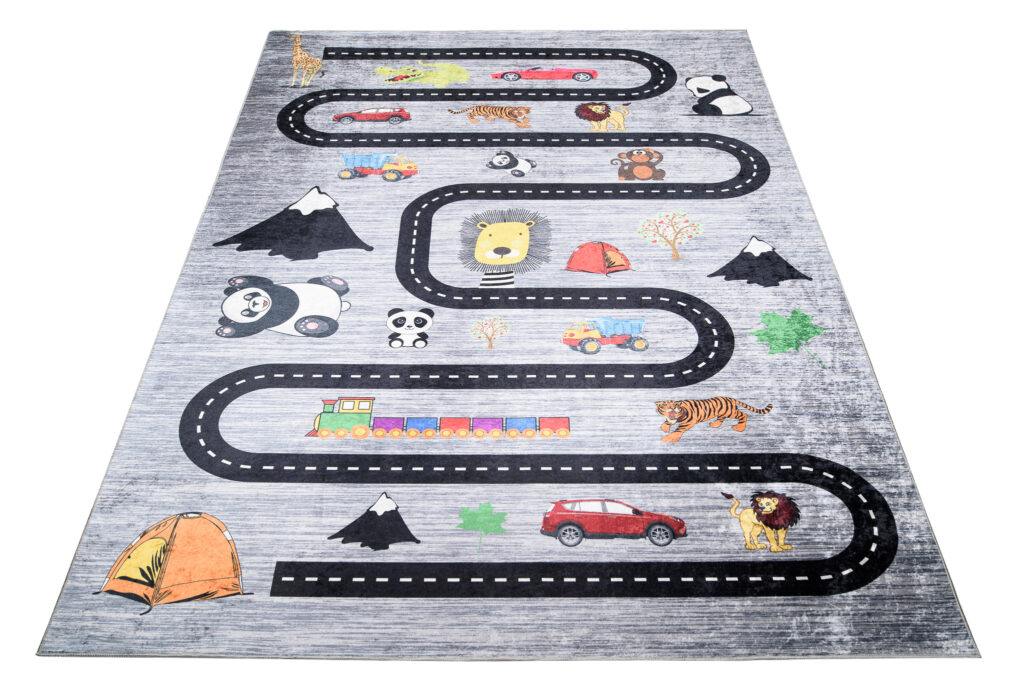 Alfombra Infantil Emma Gris Carretera Antideslizante