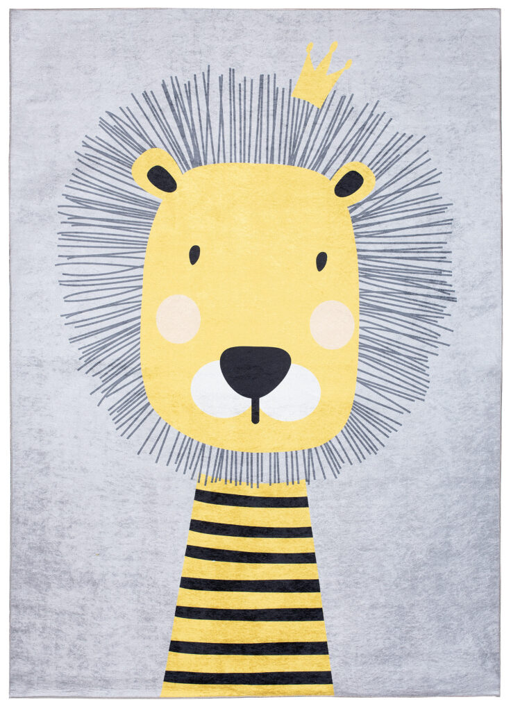 Alfombra Infantil Emma Gris Amarillo León Antideslizante