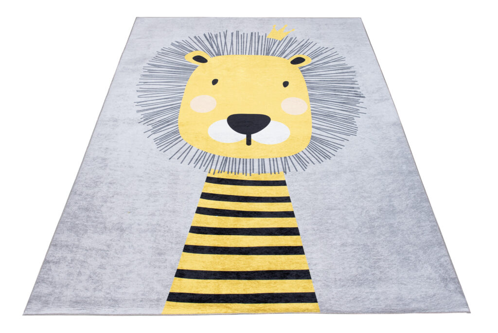 Alfombra Infantil Emma Gris Amarillo León Antideslizante