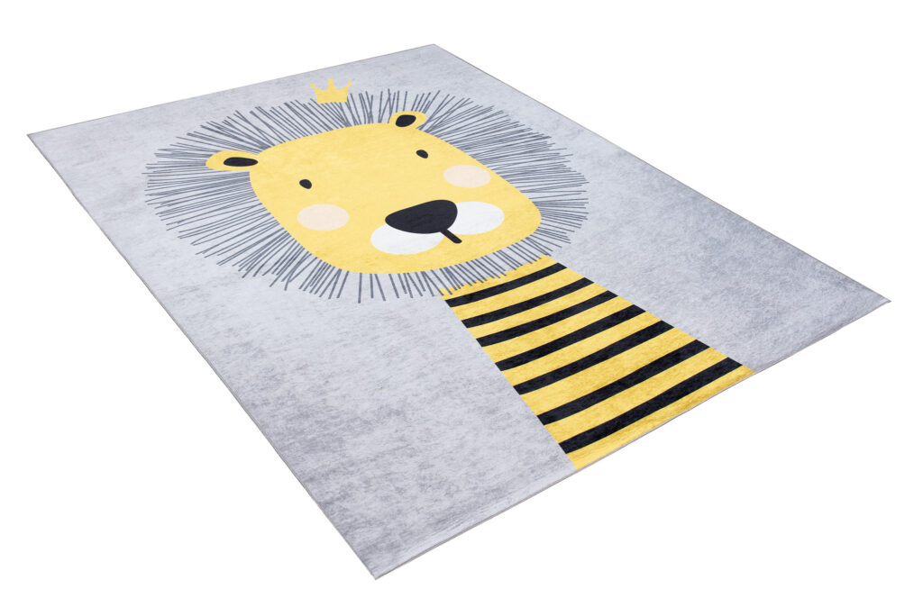 Alfombra Infantil Emma Gris Amarillo León Antideslizante