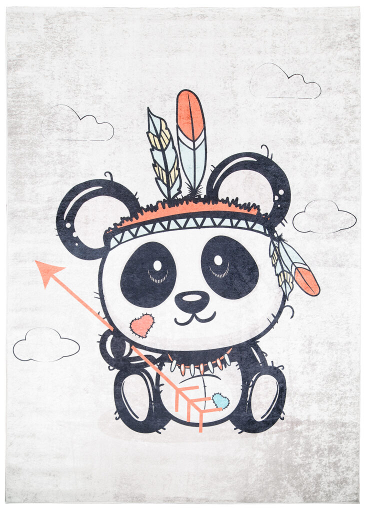 Alfombra Infantil Emma Gris Desgastado Panda
