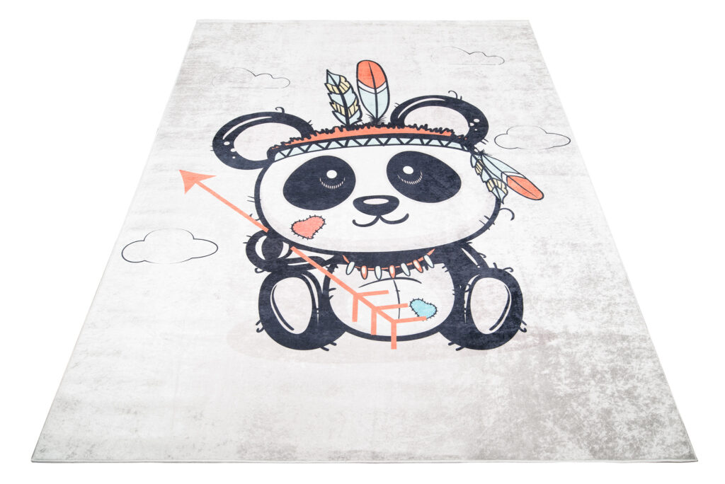 Alfombra Infantil Emma Gris Desgastado Panda