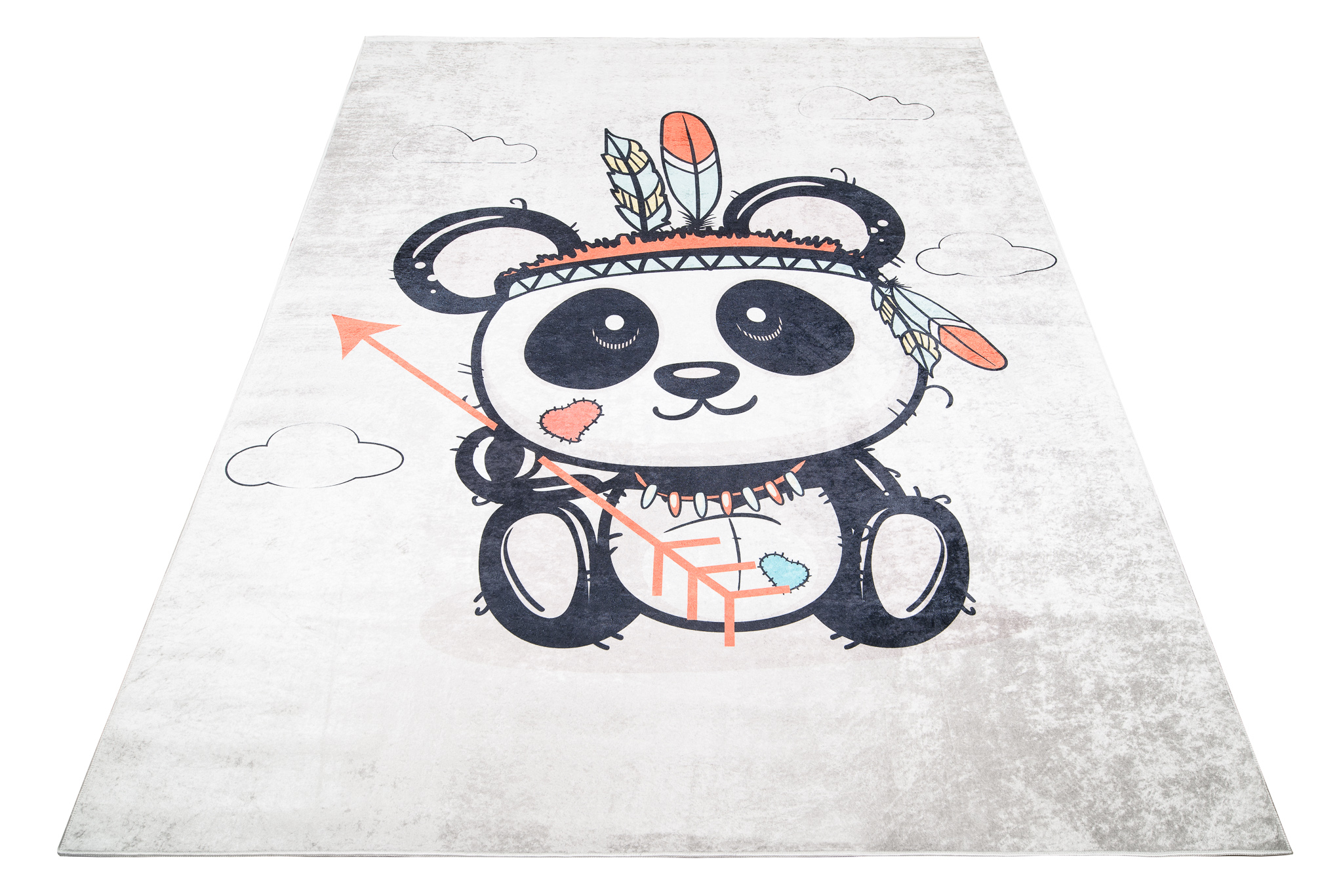 Alfombra Infantil Emma Gris Desgastado Panda