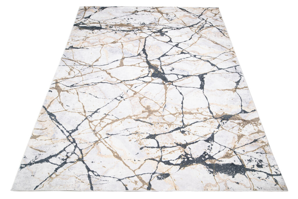 Alfombra Toscana Crema Dorado Negro Mármol