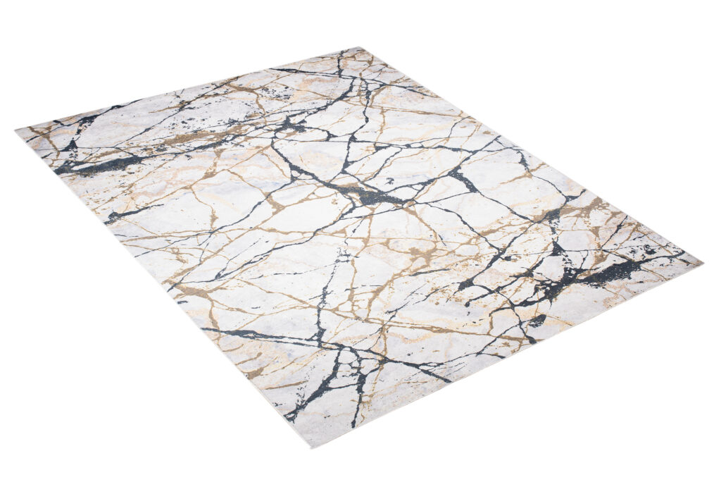 Alfombra Toscana Crema Dorado Negro Mármol