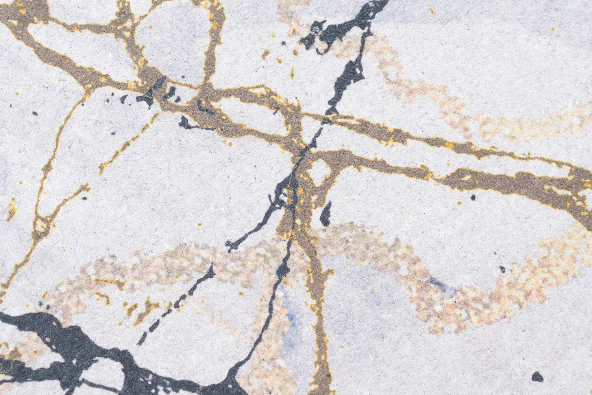 Alfombra Toscana Crema Dorado Negro Mármol