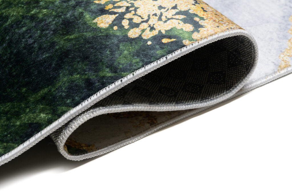 Alfombra Toscana con Flecos Verde Gris Dorado