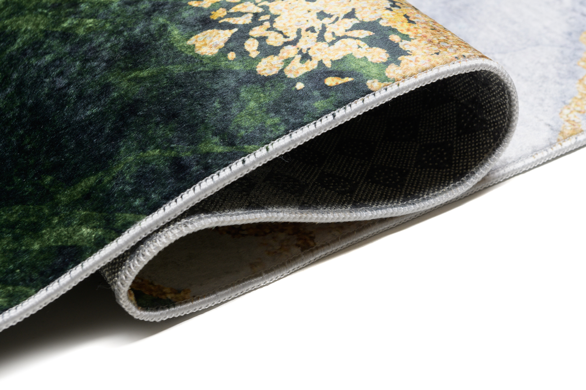 Alfombra Toscana con Flecos Verde Gris Dorado