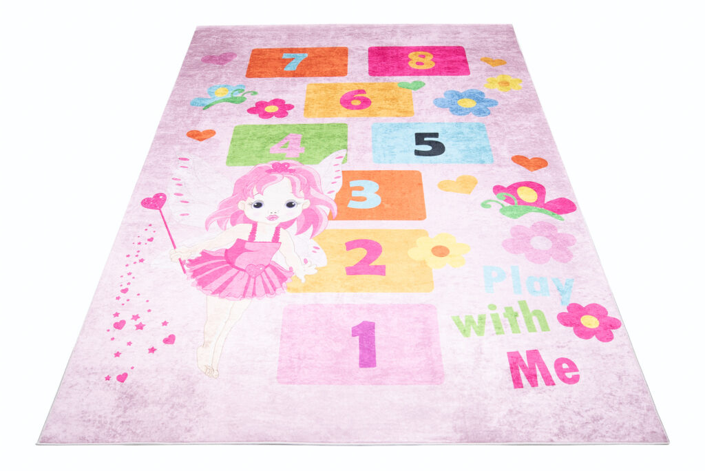 Alfombra Infantil Emma Rosa Hada Rayuela Antideslizante