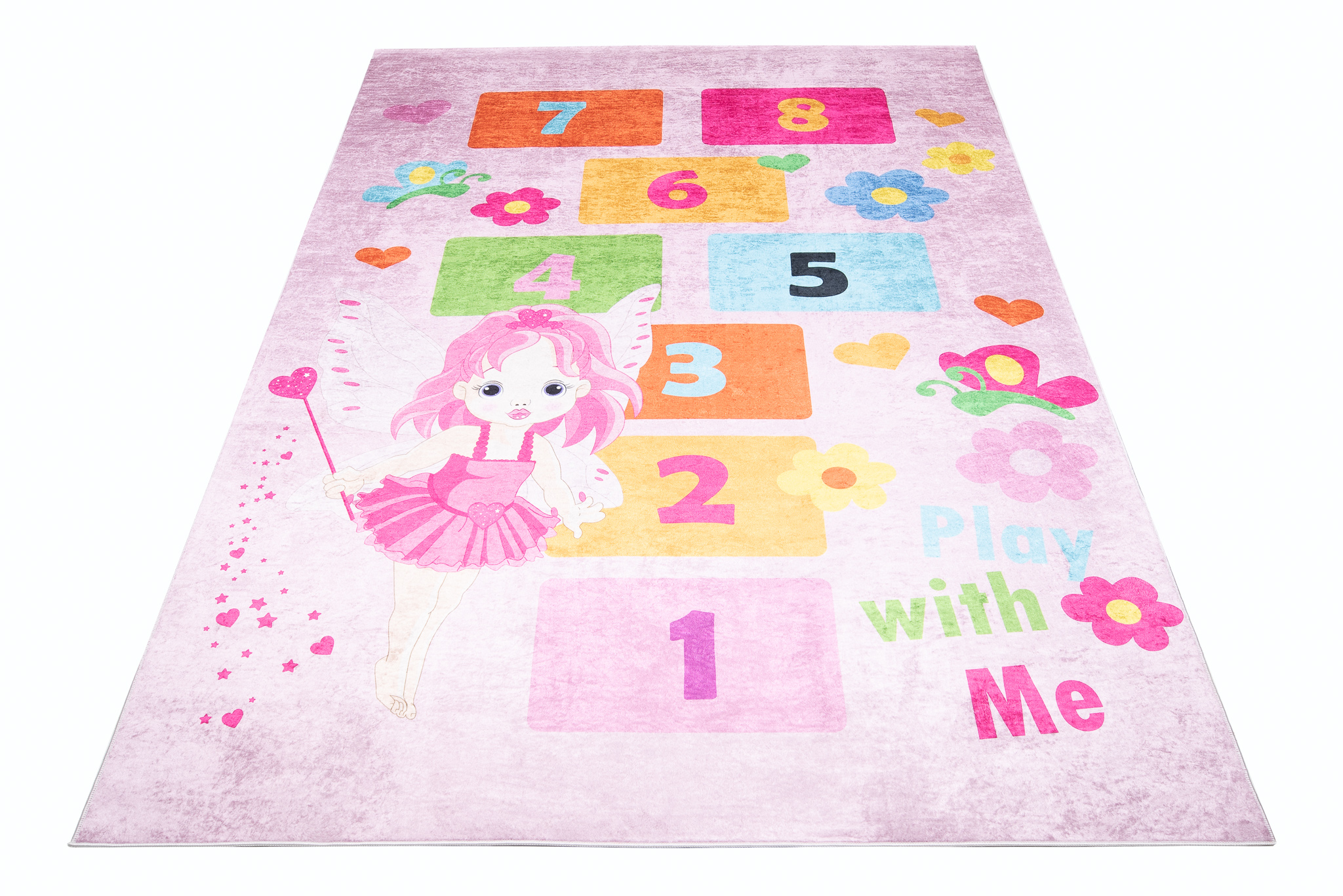 Alfombra Infantil Emma Rosa Hada Rayuela Antideslizante