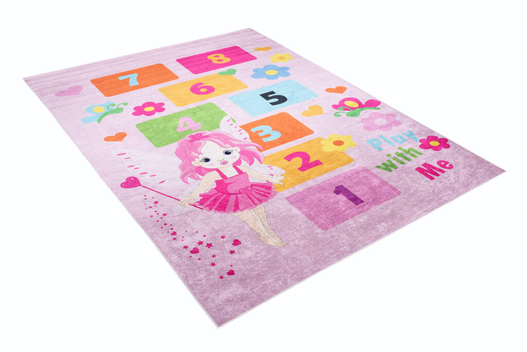 Alfombra Infantil Emma Rosa Hada Rayuela Antideslizante