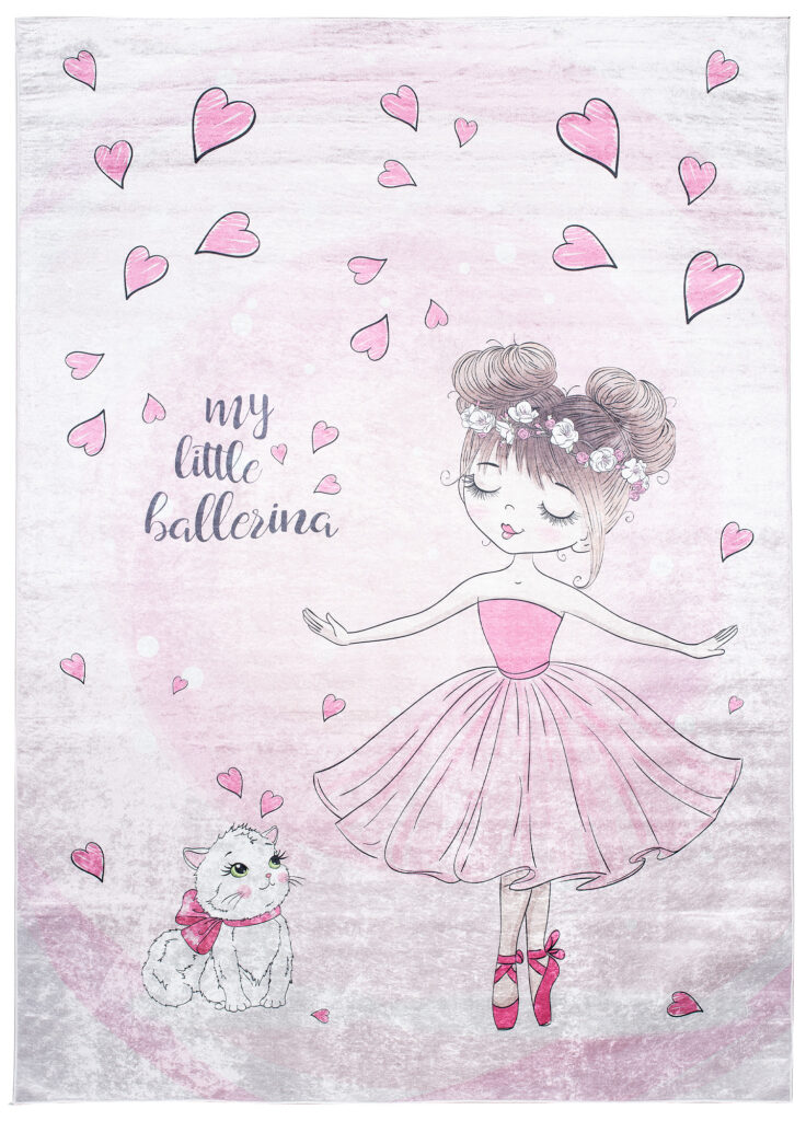Alfombra Infantil Emma Rosa Bailarina Gato Antideslizante