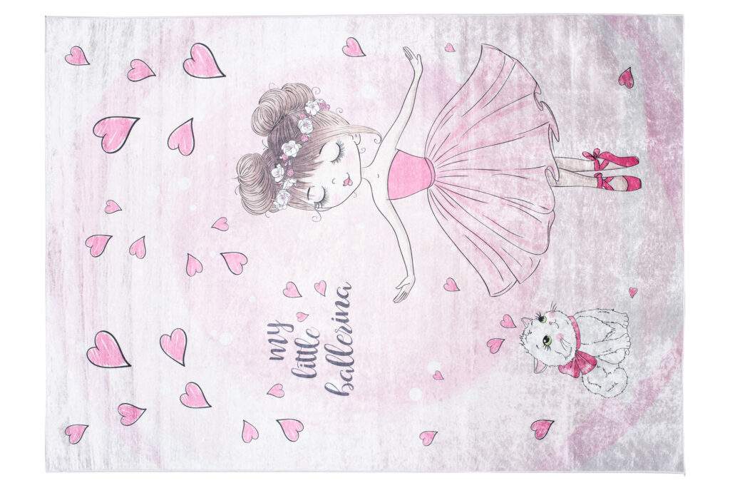 Alfombra Infantil Emma Rosa Bailarina Gato Antideslizante