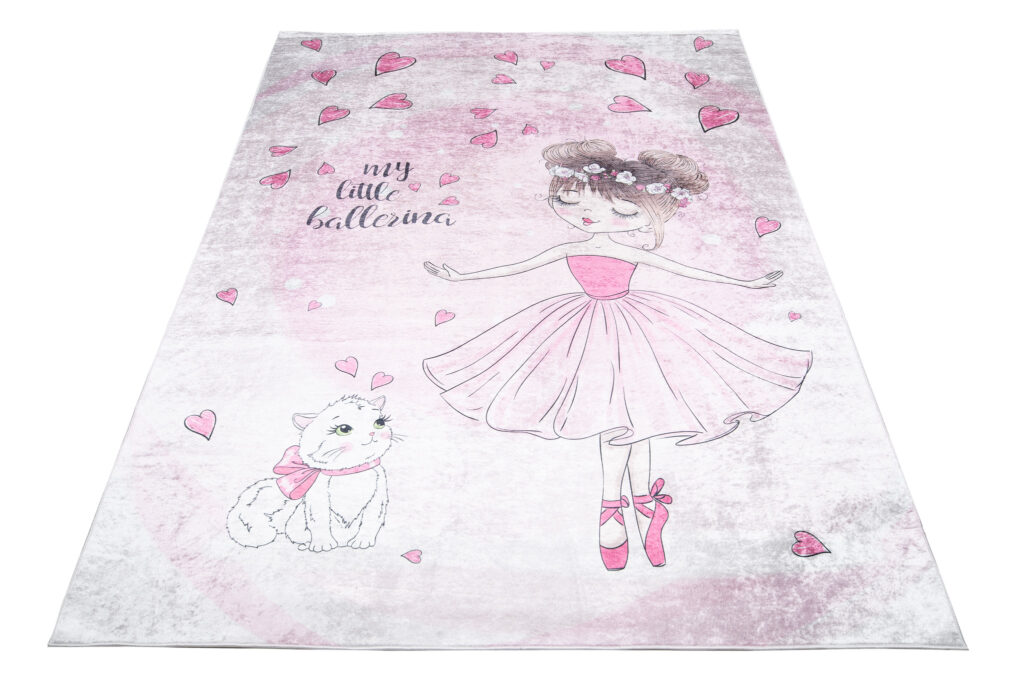 Alfombra Infantil Emma Rosa Bailarina Gato Antideslizante