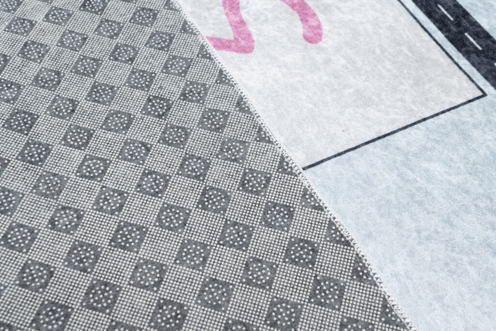 Alfombra Infantil Emma Azul Gris Rayuela Antideslizante